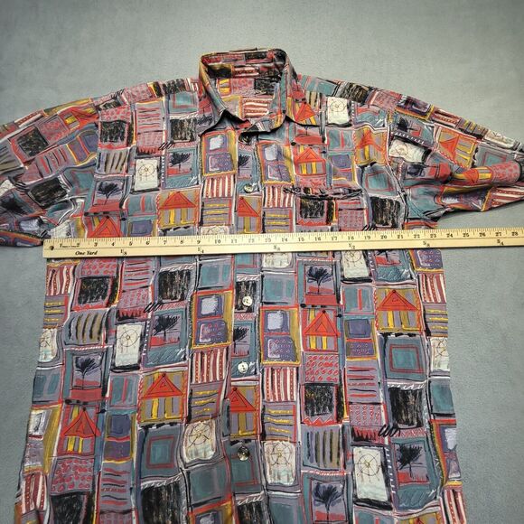 Jack Lipson Button Up Shirt Mens M Crazy Pattern Abstract Short Sleeve - Picture 5 of 7